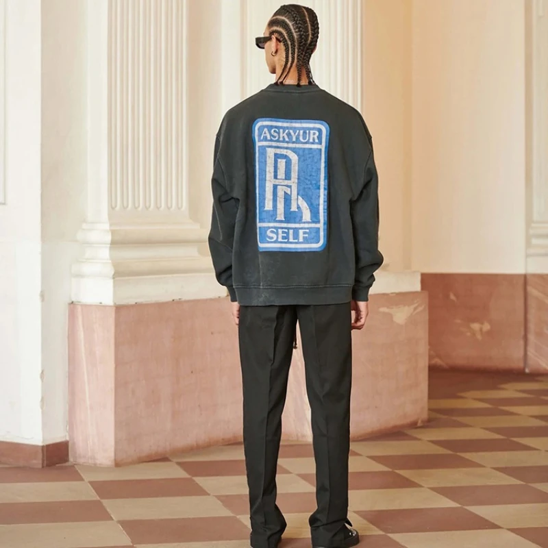 Свитшот Askyurself с принтом разрыва для мужчин и женщин уличный модный Свободный