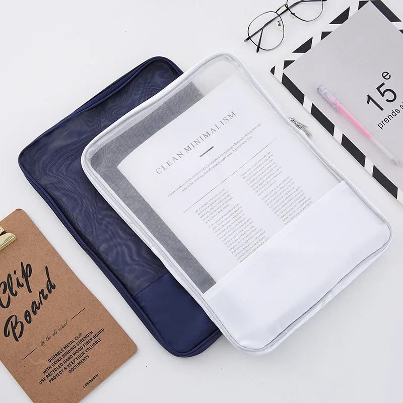 

Translucent Mesh Zippered File Bag Information Bag Only for Student Exams Pencil Case Stationery Storage Bag Pocket Folders