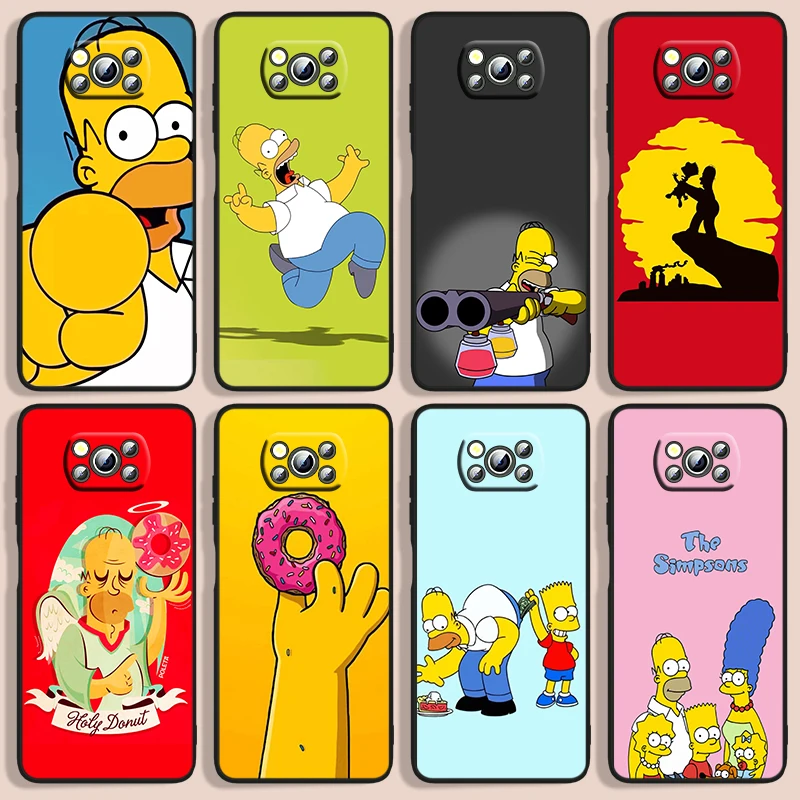 

The Simpsons Phone Case For Xiaomi Poco F1 X2 F2 X3 C3 M3 F3 X4 M4 F4 Pro 5G 4G NFC GT Black Iuxury Silicone Back Funda Cover