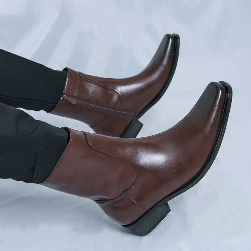 Осенние модные классические мужские рыцарские ботинки в британском стиле с