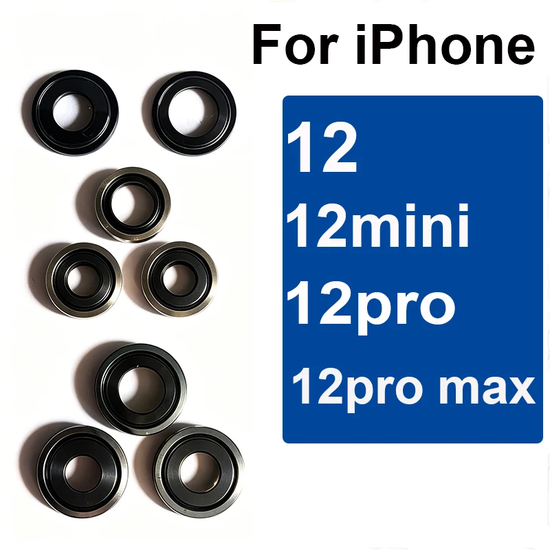 Фото Полный комплект: объектив камеры + рамка + кольцо для iPhone 12 Mini Pro Max, защитное стекло для задней камеры, запасные части для ремонта №1