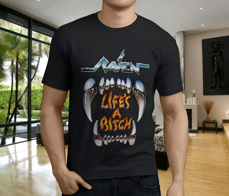 Новинка редкий Ворон Lifes A Bitch металлическая рок-группа Мужская черная футболка