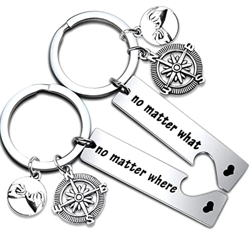 

Girlfriend Sisters Couple Stainless Steel Keychain Compass Hand in Hand Keychain