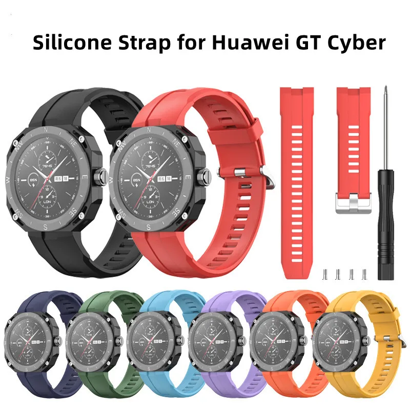 

Silicone Strap for Huawei Watch GT Cyber Smart Watch Wristband Replacement Sport Band Bracelet Belt Two color Accessories Correa