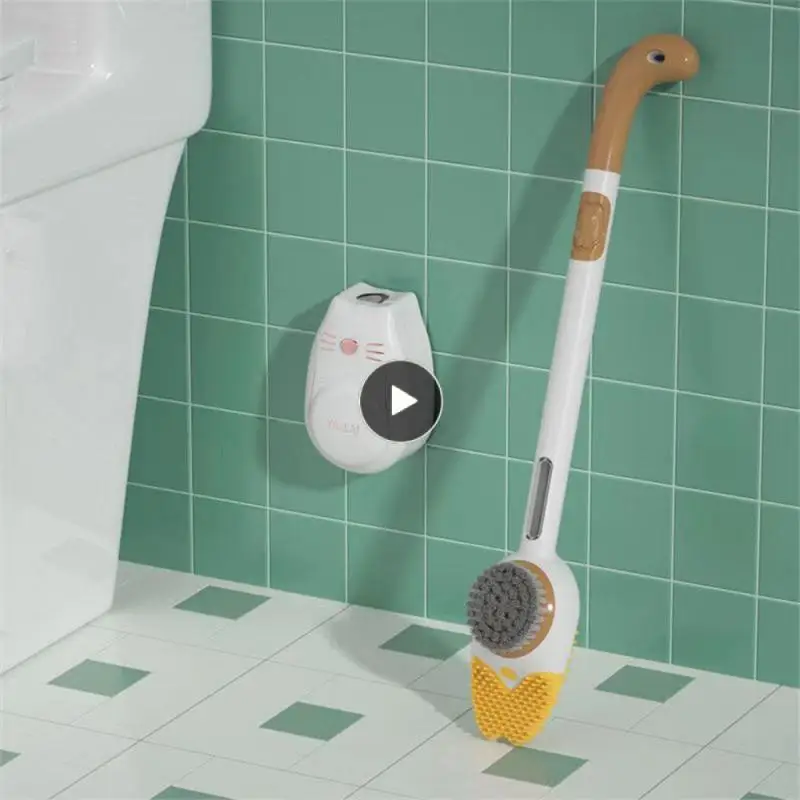 

No Dead Angle Toilet Brush Silicone Silicone Bristles For Floor Convenient Breathable Bathroom Cleaning Brush Wall Hanging