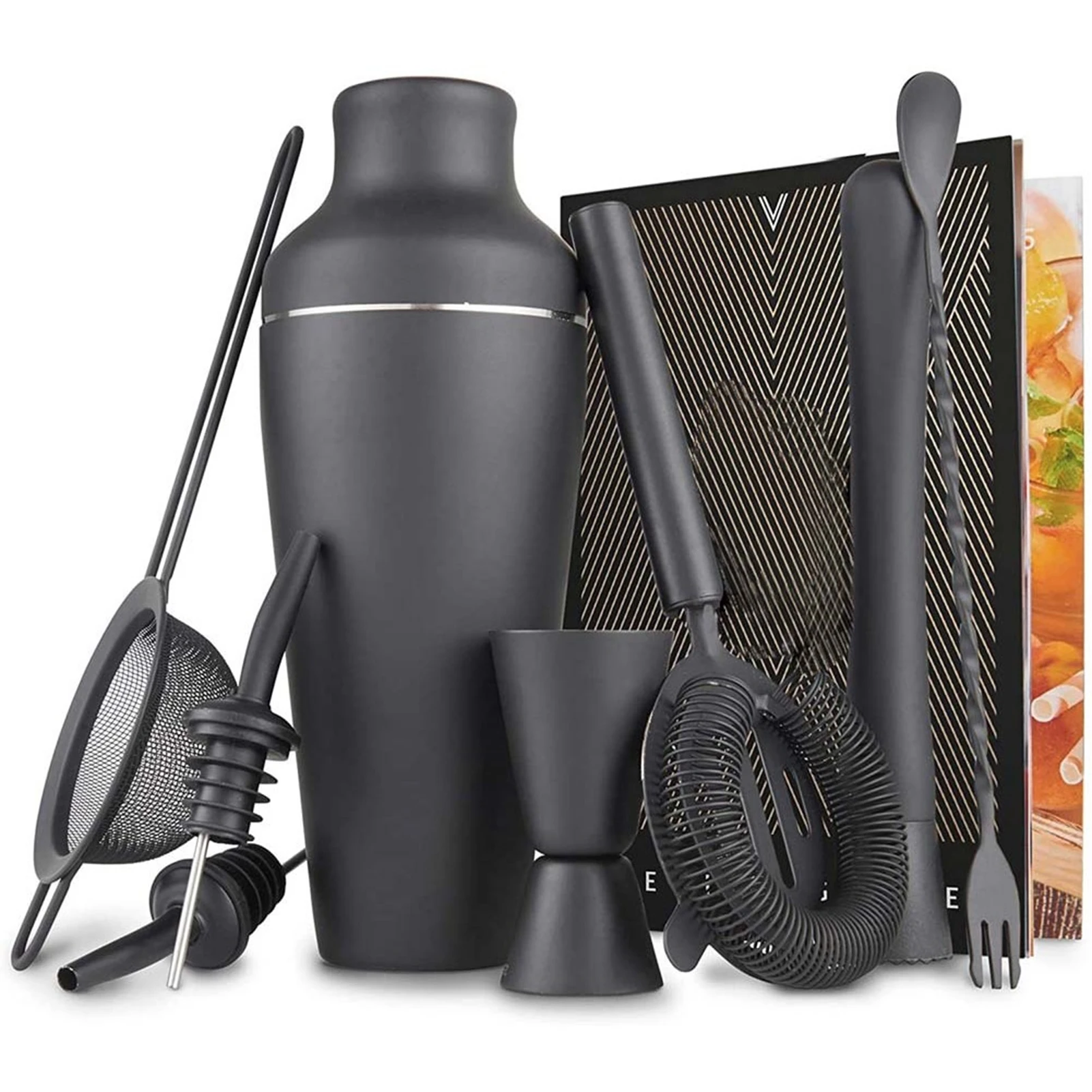 

8Pcs Set Stainless Steel Cocktail Shaker Set Bartending Equipment Wine Martini Drink Mixer Drinking Barware Tools For Home Bar