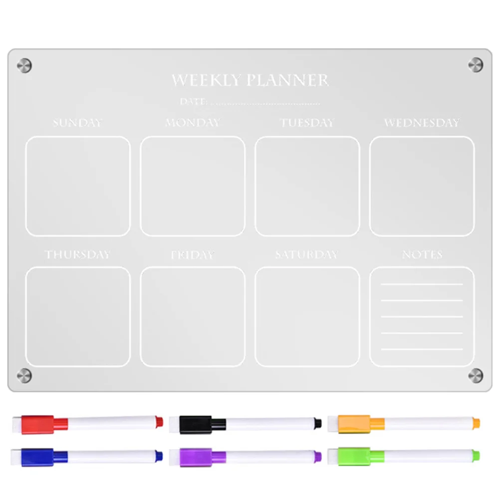 

Weekly Plan Writing Board Schedule Planning Whiteboard Magnets Fridge Magnetic Dry Erase Calendar Clear Acrylic Blank Pen