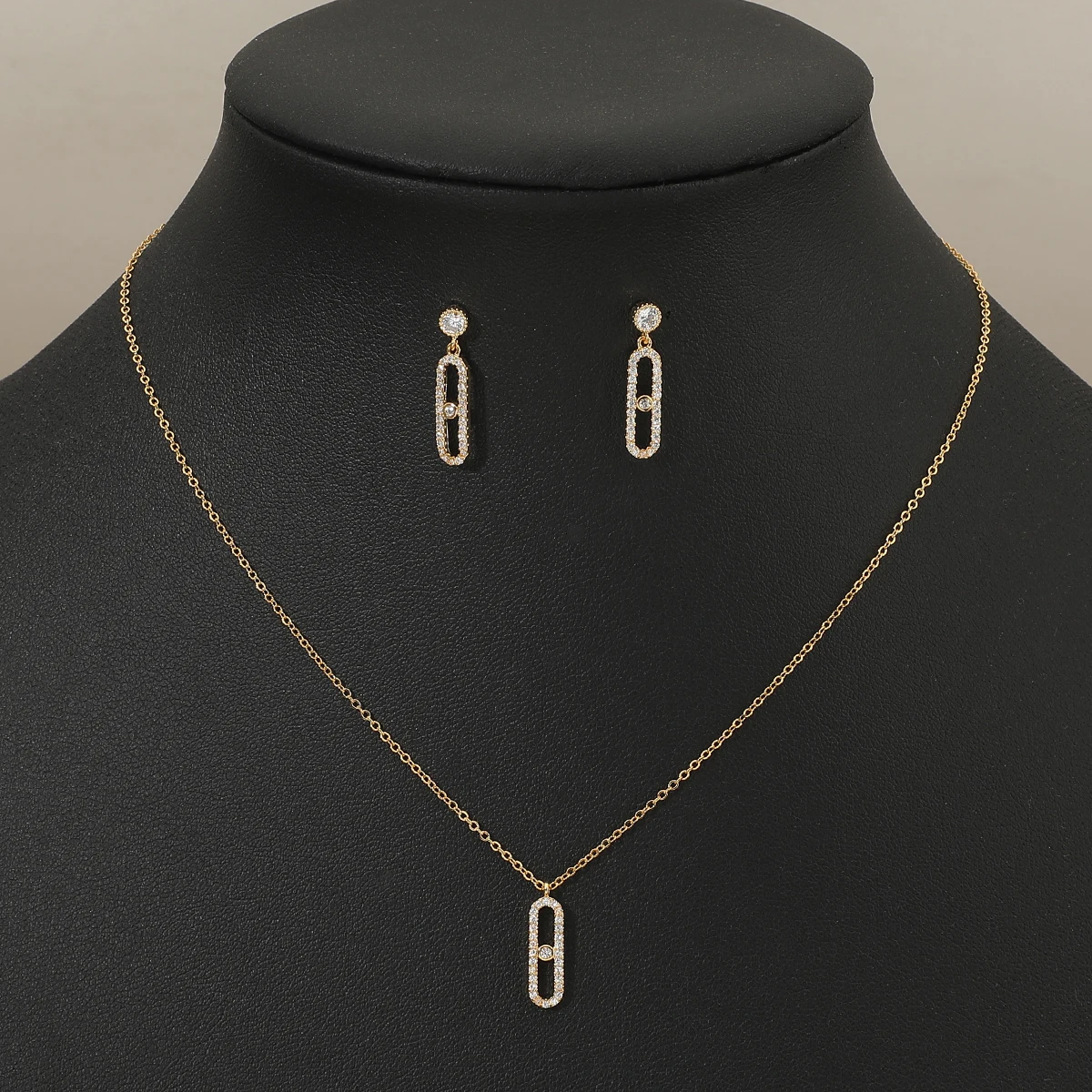 Женский Новый Модный комплект из 2 предметов ожерелье и серьги простой