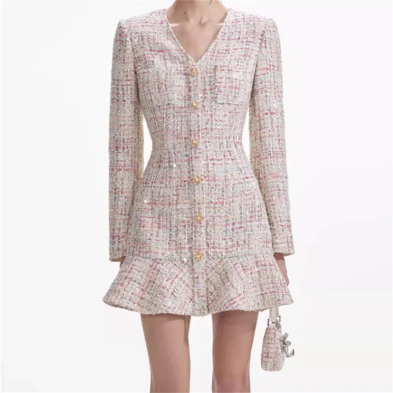 Элегантные вечерние платья для женщин 2024 осенняя новая мода украшение на