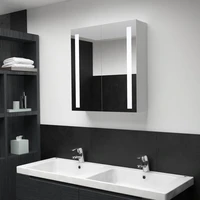led bathroom cabinet with mirror mdf mirror cabinet bathroom furntain shining white 60x14x62 cm