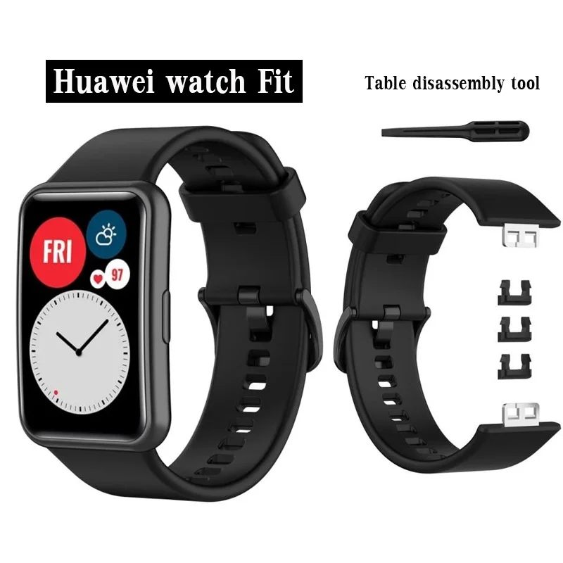 

Ремешок для часов Huawei Watch Fit Band, мягкий силиконовый сменный Браслет для Huawei Watch Fit, аксессуары для браслета