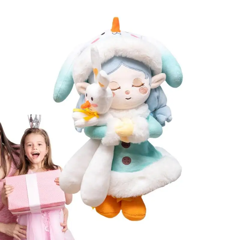

Милая девочка, мягкая плюшевая игрушка с кроликом, 33 см, милая кукла, уютная мягкая плюшевая кукла, мягкая плюшевая игрушка для сна