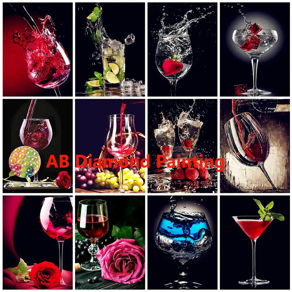Алмазная живопись AB Momoart «сделай сам», картина с красным вином, бриллиантовая вышивка, роза, пейзаж, вышивка, мозаика ручной работы, хобби