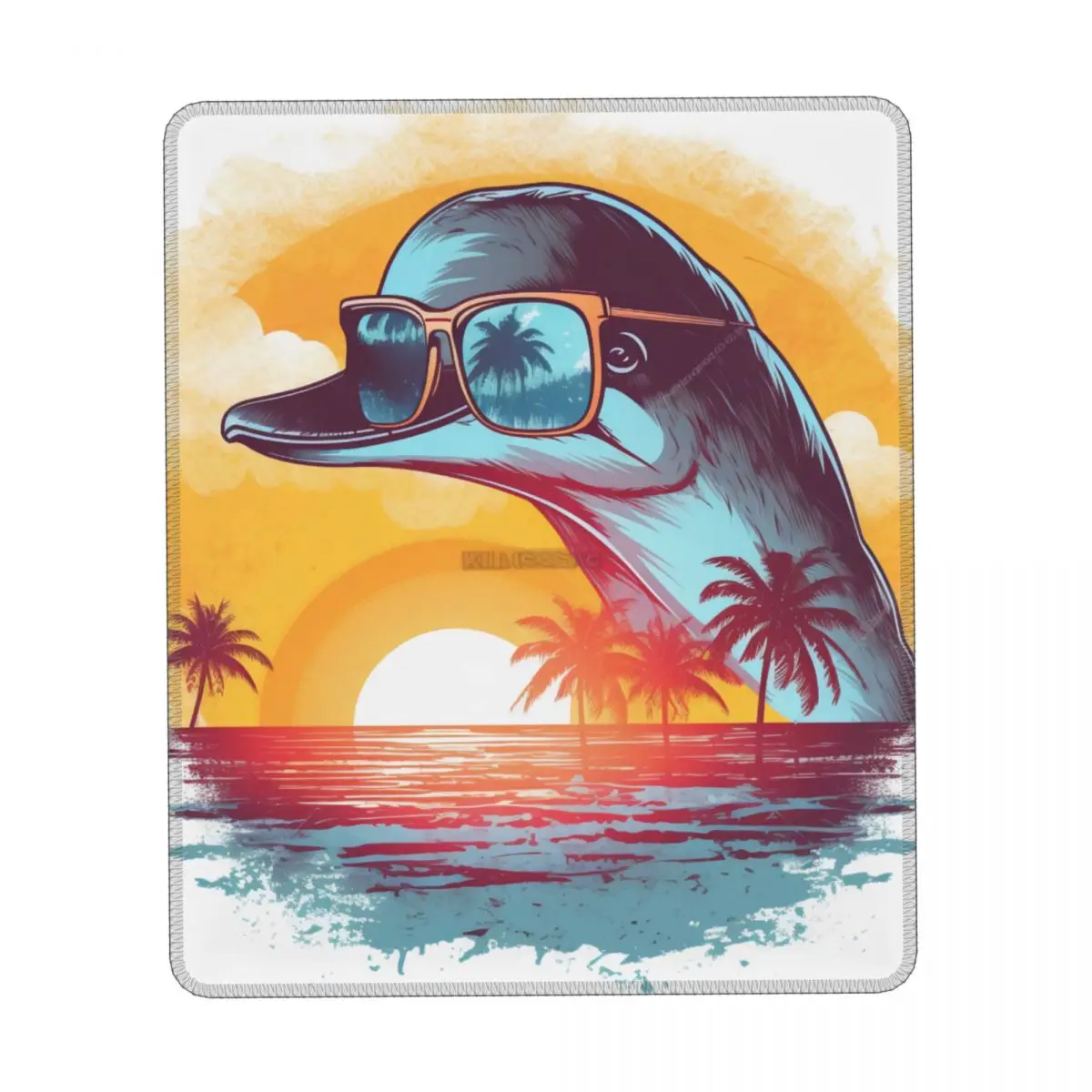 

Dolphin Vertical Print Mouse Pad Retro Sunset Animals With Sunglasses Rubber Desktop Mousepad Non Slip Simple Kawaii Mouse Pads