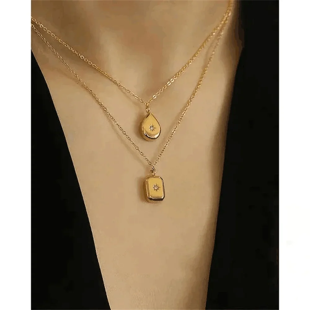 Цепочка с подвеской в виде капли воды простой геометрический кулон стиле бохо