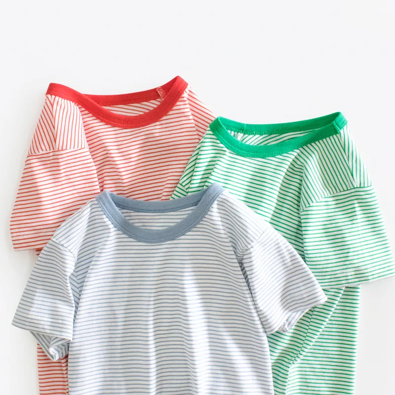 

Brand Children's Clothing Summer 2022 New Boys Short-sleeved T-shirt Striped Cotton Tops Tee Shirts Kids Clothes Dropshipping