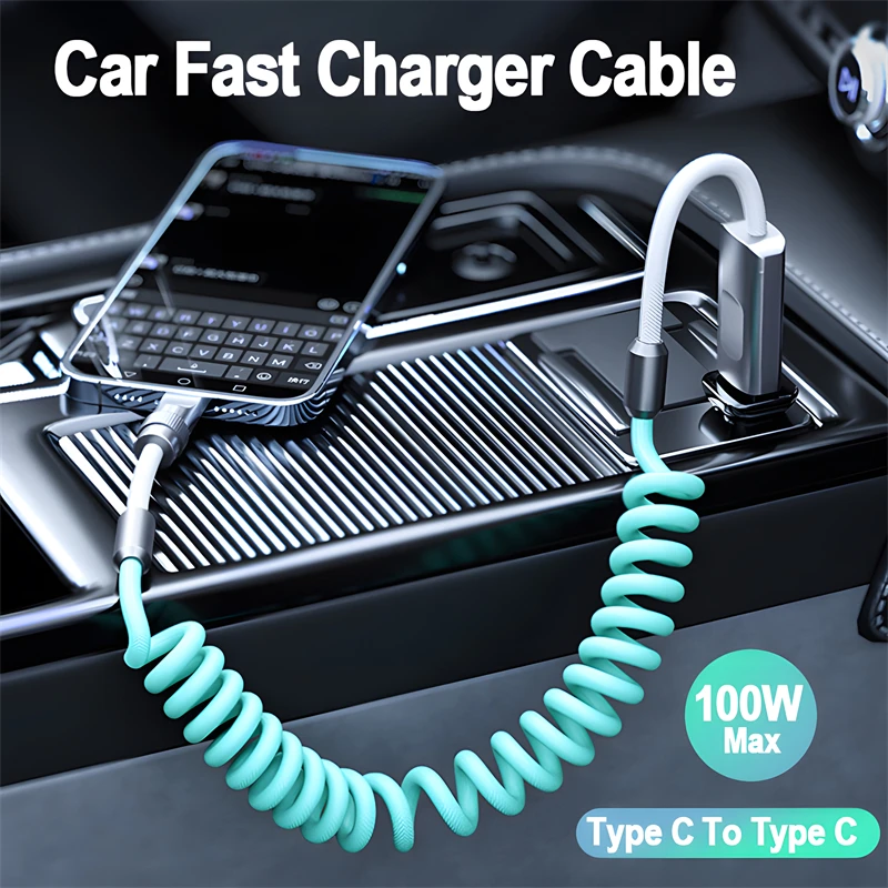 6A 100W USB C Автомобильный кабель для быстрой зарядки iPhone 15 Pro Max Samsung Oneplus Xiaomi A Type to