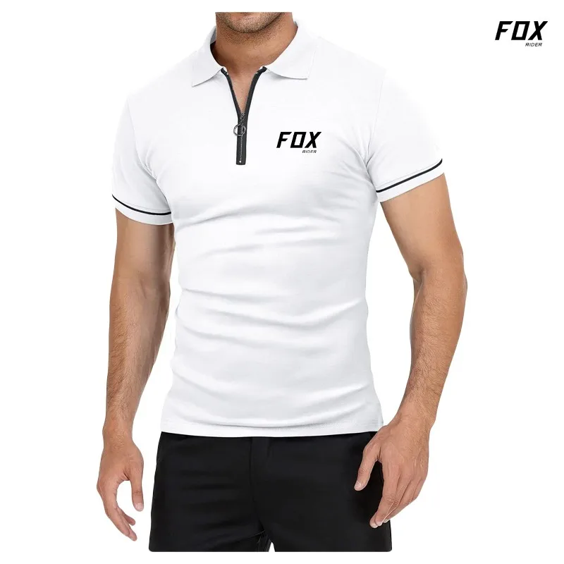 

New outdoor cycling Men's Casual Polo Shirts motorcycle Short-Sleeve PoloShirt for Men Lapel Zipper Shirt Male