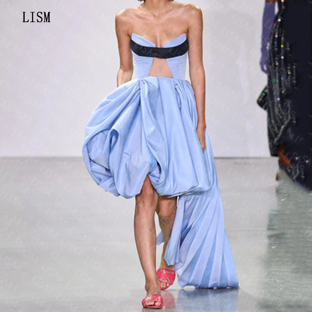 

LISMBlue A-line Sweetheart Short Evening Party Dresses Sexy Knee Length Train Sleeveless Night Cocktail Prom Gown 2023 Special