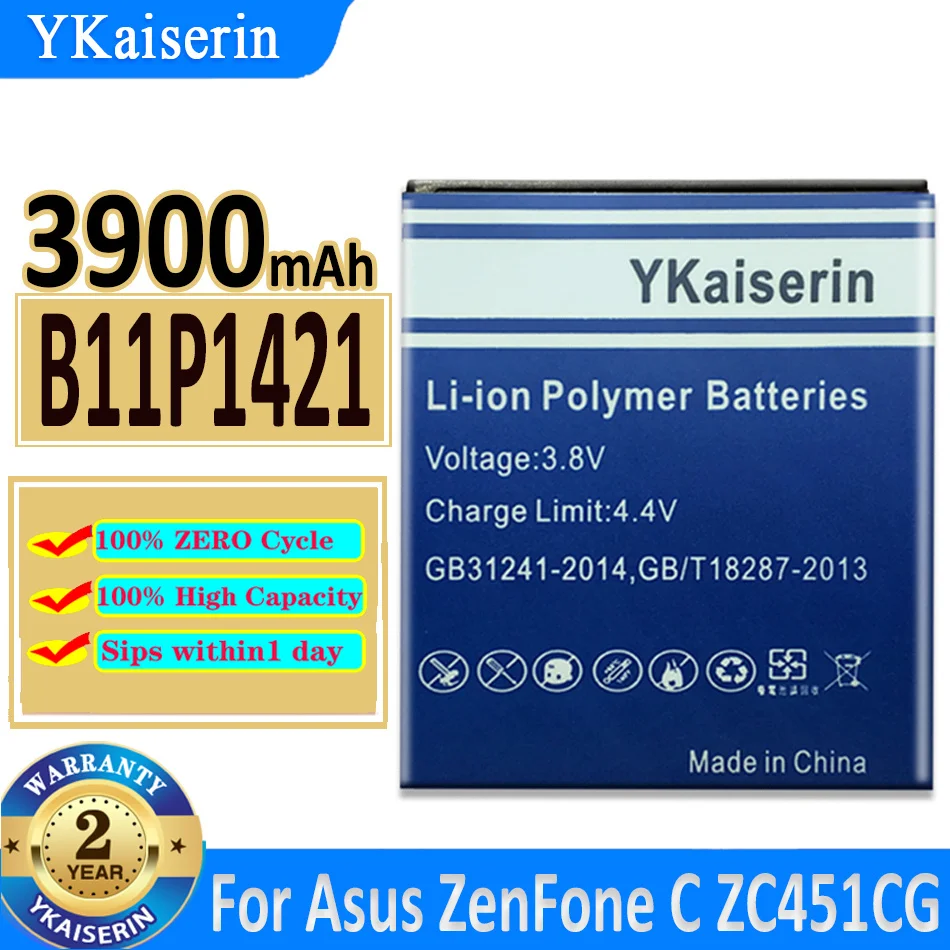 

Аккумулятор ykaisin B11P1421 на 3900 мА · ч для телефона Asus ZenFone C ZC451CG Z007, Высококачественная батарея с номером отслеживания