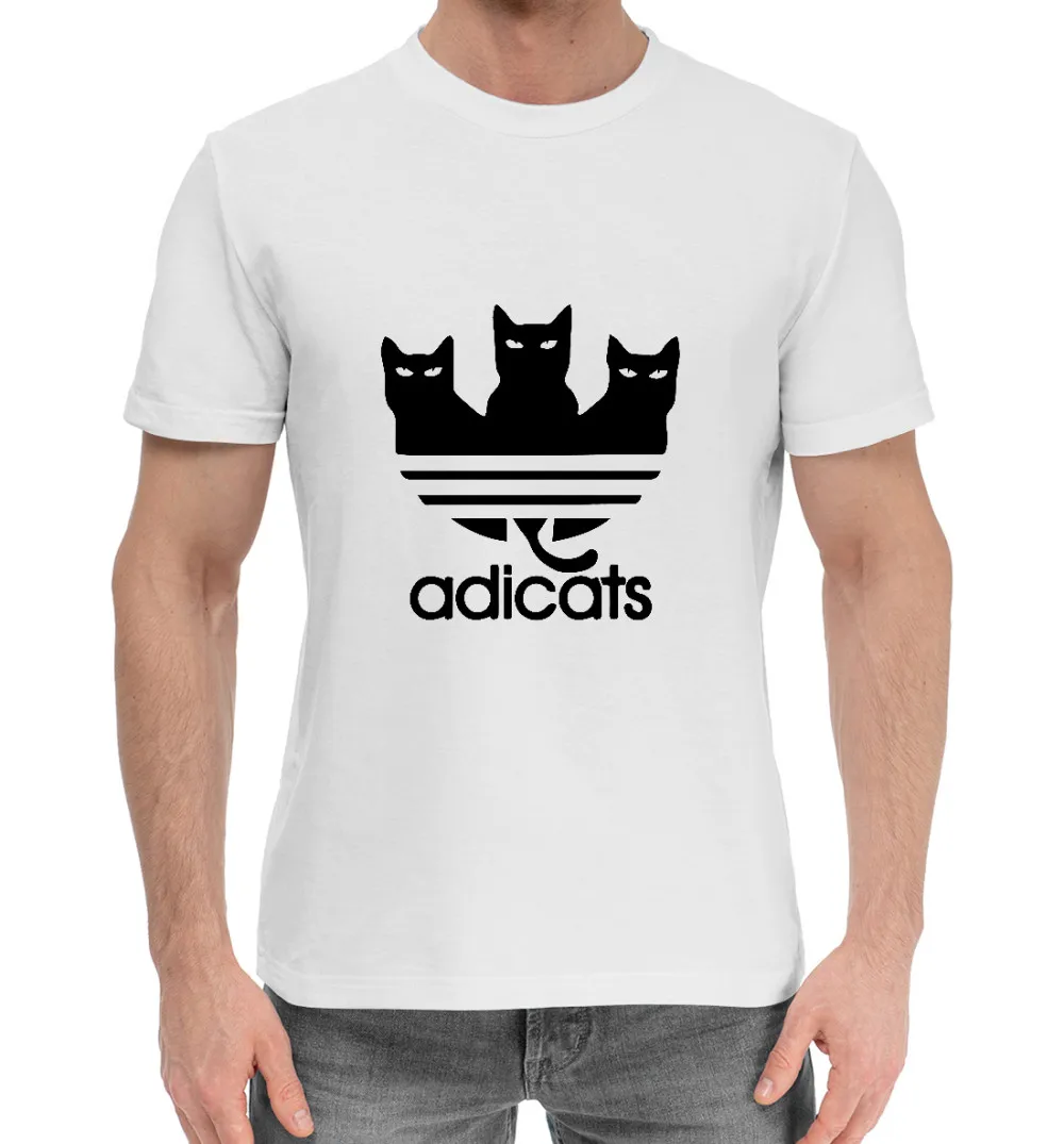 Футболка мужская хлопковая с принтом ADICATS верх коротким рукавом крутой мерч топ
