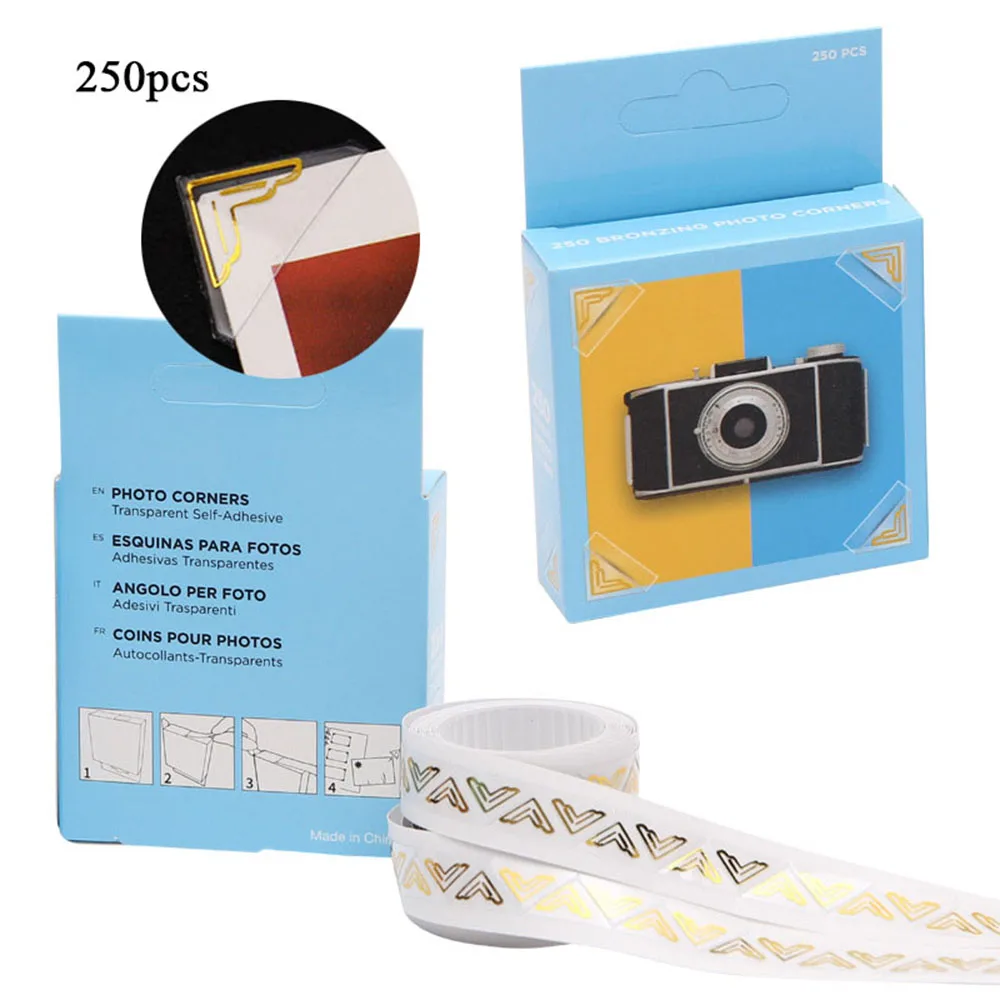 

250/500pcs Photo Corner Stickers Adhesive Paper Stickers Multi Purpose Scrapbooking Diary Decor Photo Album Accessory