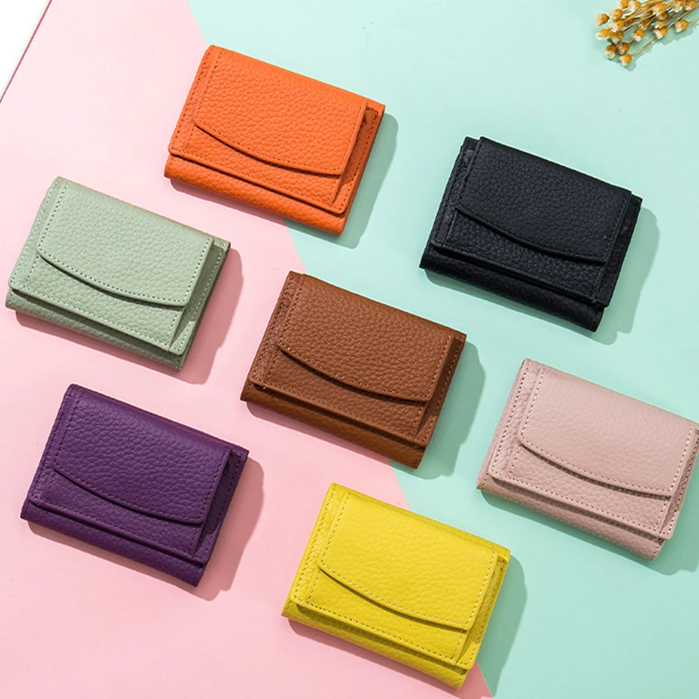 New Custom Name Genuine Leather Small Wallets Men And Women Coin Bag Card Holder Large Capacity Multifunction Portable Clutch