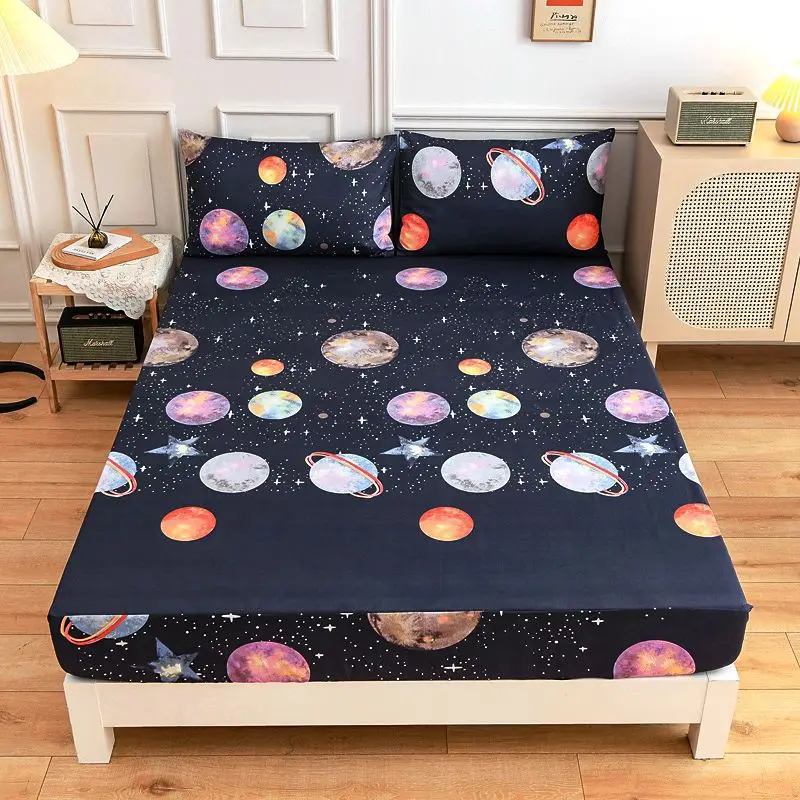 

Polyester Single Bedsheet Bed Mattress Cover Print Sheet Four Corners with Elastic Suit Every Season