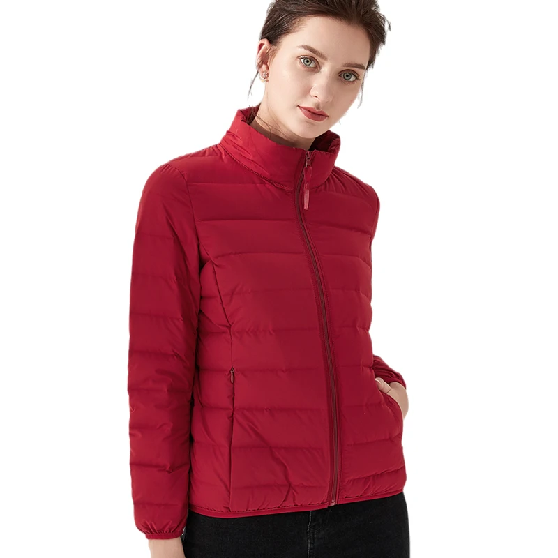 Women Winter Down Jackets 2022 New Stand Collar Light Weight Slim Duck Down Female Coat Solid Portable Puffer Down Parkas
