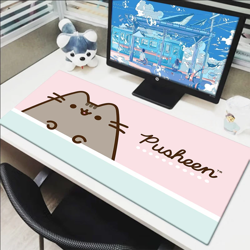 Pusheen Cute Cat Mouse Pad Gaming Keyboard Mat Rubber Mats Mousepad Gamer Kawaii Anime Desk Protector Pc Accessories Mouse Pads