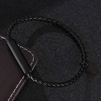 simple black braided leather bracelets bangles for women men jewelry stainless steel magnet buckle couple wrist band gift fr0700