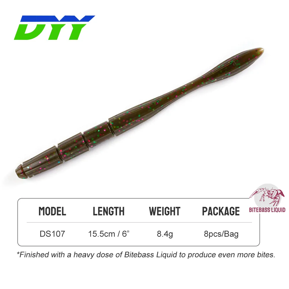 Фото DYY Stick Мягкая приманка в виде червя 15,5 см, 6 дюймов, 8,4 г, пузырьковая блесна, силиконовая искусственная Мягкая приманка, свимбейт для окуня, щу... №2