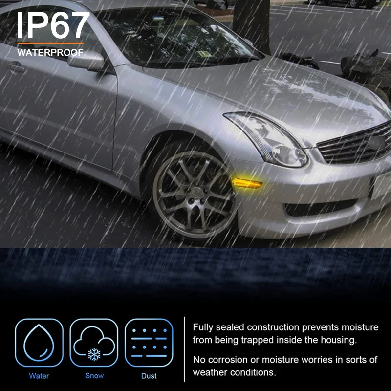 Для Infiniti V35 G35 Nissan Skyline 350GT Coupe прозрачные и дымчатые линзы светодиодный боковая лампа Янтарный сигнал поворота Белый DRL светильник (art.: 3920c1266ceed) - 3920c1266ceed