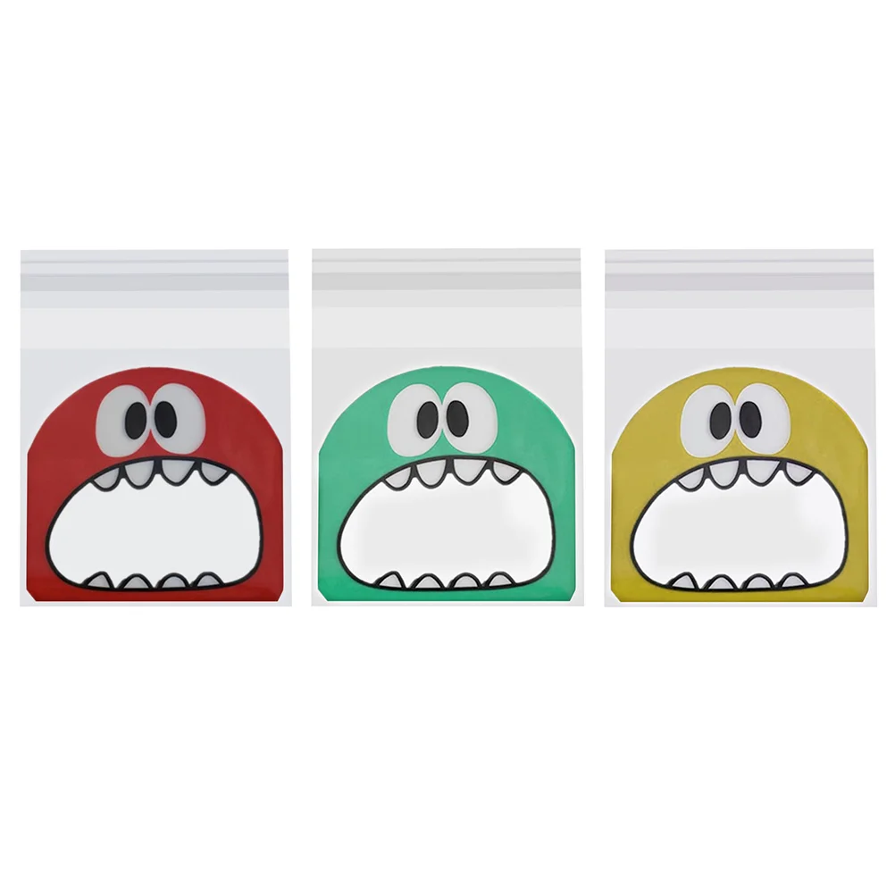 

Big Mouth Little Monster Baking Gift Packaging Bag Cartoon Plastic Cookie Bags Adhesive Giving Birthday Presents