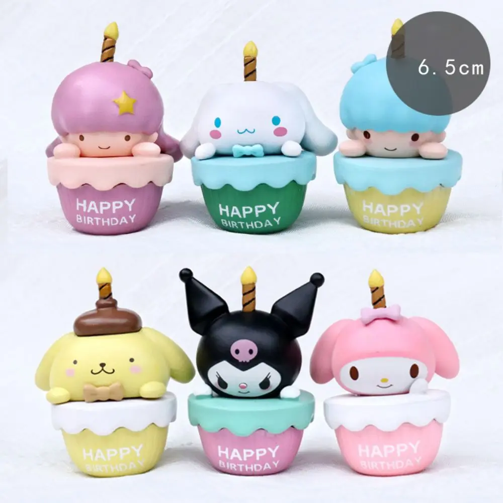 

6Pcs/set Sanrio Anime Figure Cinnamoroll Hello Kitty Kuromi Doll Cartoon Birthday Cake Decorate Desktop Toys Gifts For Kids