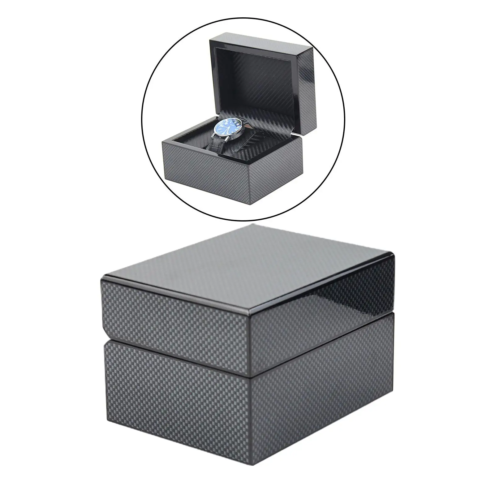 

Watch Box for Men - Carbon Fiber Accessory Holder for Watches, Bracelets and Cuffs - Collection Storage and Display Organizer