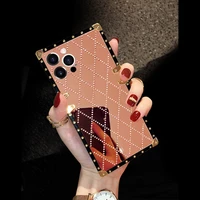 luxury shiny diamant rhombus mirror phone case for iphone 13 12 11 pro max xs xr 7 8 plus glitter square shockproof soft cover