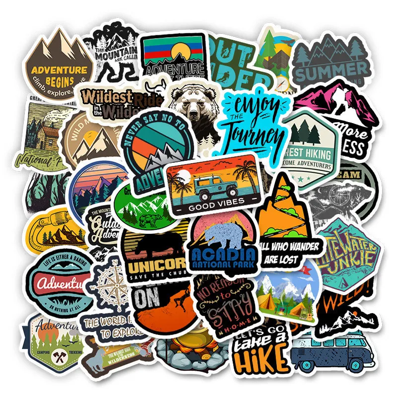 

50pcs Outdoor Sports Slogan Cute Trolley Case Laptop Water Cup Waterproof Sticker
