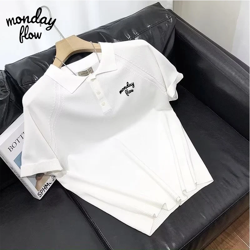 Мужская футболка-поло с коротким рукавом и воротником-стойкой