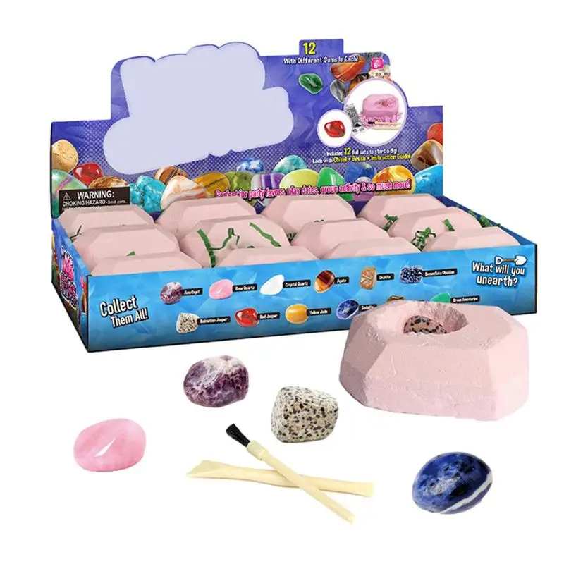 

12PCS Gemstone Dig Kit Crystal Mining Archaeology Excavation Dig Treasure Toy Set Education Toys DIY Science Kit Kids Gift