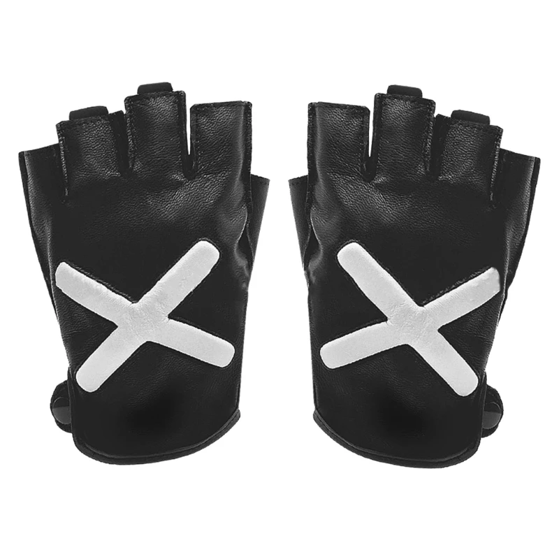 

1 Pair Sheepskin Motorcycle Half Finger Gloves for Driver Black Yellow ​Color Motorbike Hand-warming Wear Winter Spring