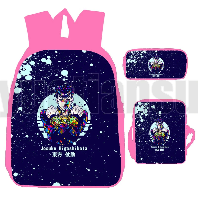 

Японские школьные ранцы для девочек-подростков, рюкзак с аниме «Невероятные приключения Джоджо» 16 дюймов, комплект из 3 в 1, с 3D-принтом «Killer Queen»