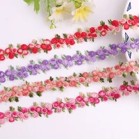 2yards colorful flower water soluble sewing lace wedding fabric diy garment accessories polyester embroidered lace trim
