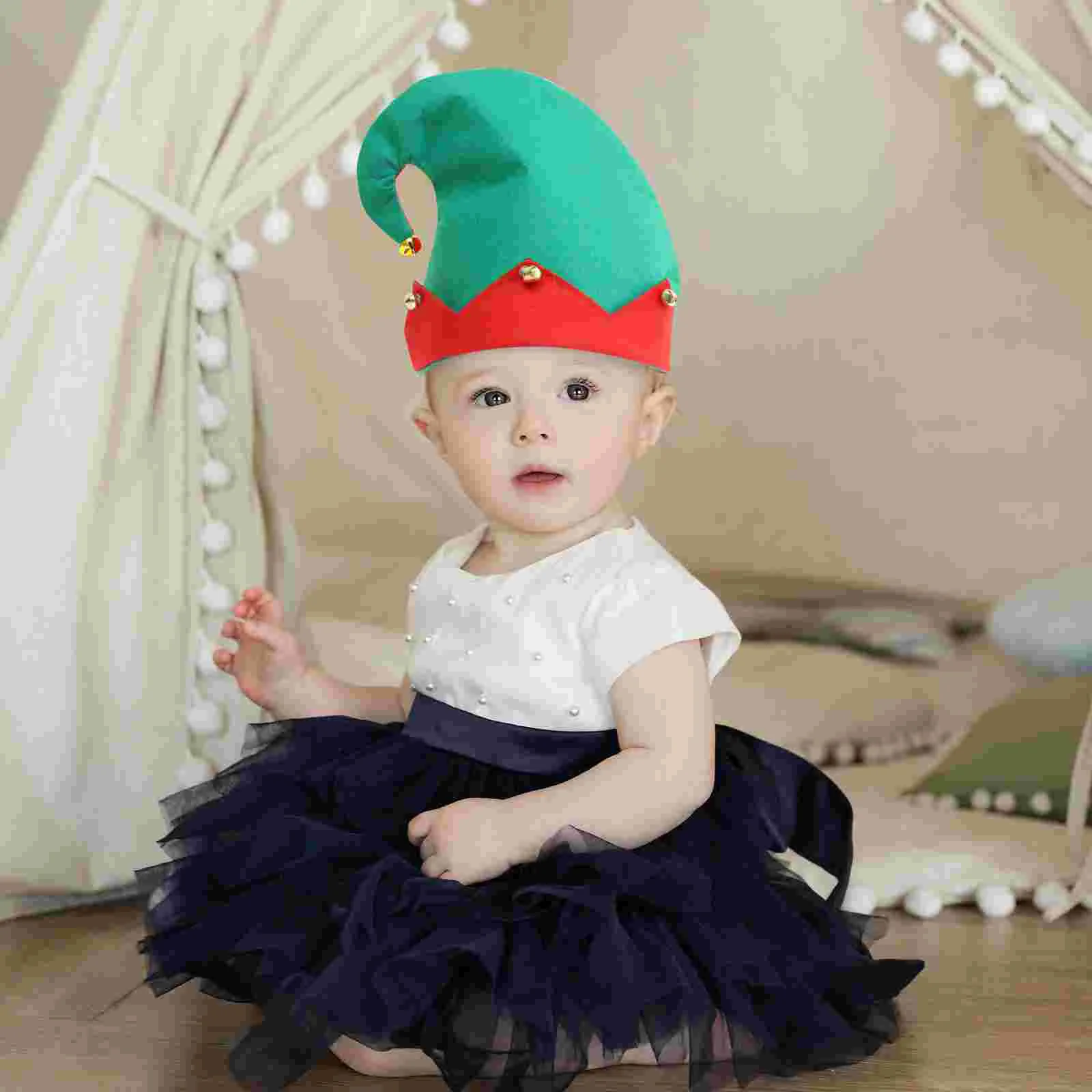 Christmas Children's Decoration Props Kids Dresses Costume Cosplay Elf Coustume Non-woven Fabric Suit Outfit Women's Hat