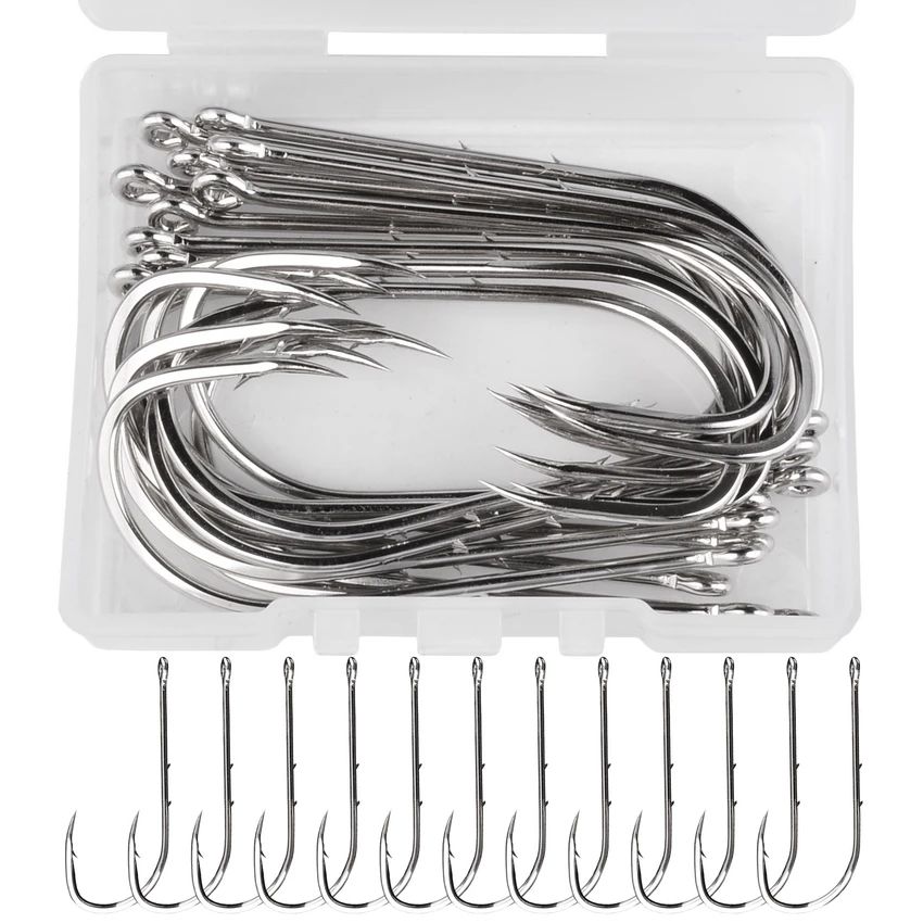 

20pcs / Box Barbed Big Fishing Hooks 1/0#-6/0# Sea Worm Carp Single Circle Hook Set Fly Fishing Accessories Tackle Fishhook