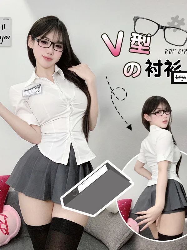 Весна/осень 2024 новинка Pure Desire JK Spicy Girl белая рубашка с короткими рукавами и