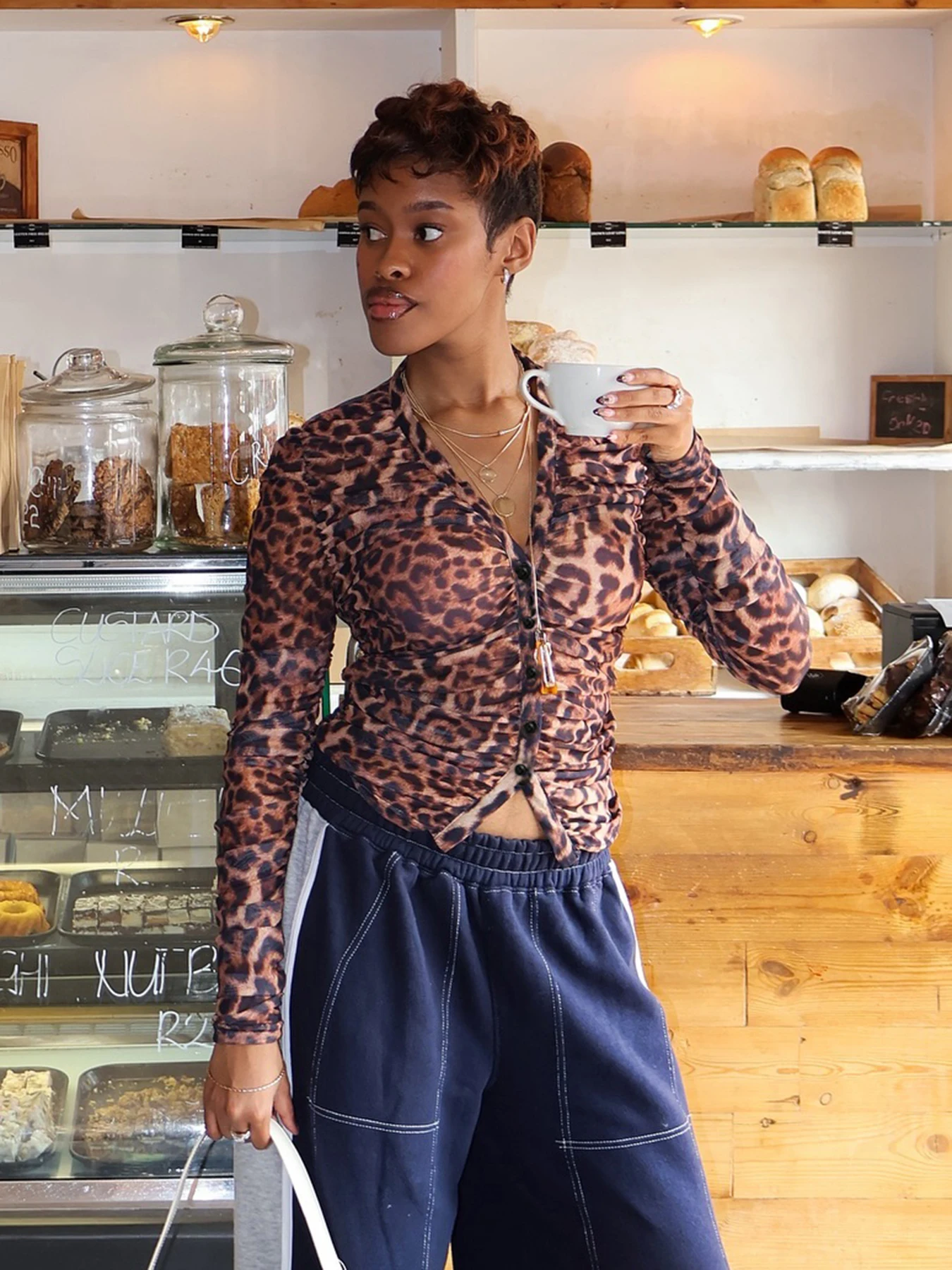 Rockmoer Сетчатые рубашки с леопардовым принтом Женские сексуальные прозрачные