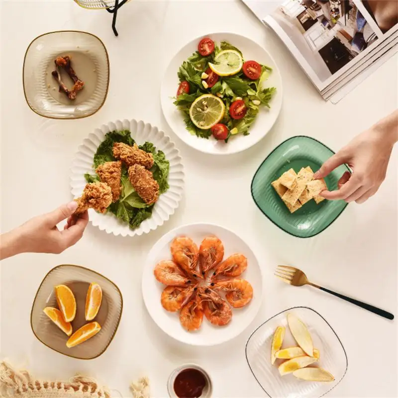 

Multifunctional Large Capacity Small Plate Saving Space Household Spitting Dish Golden Border Add Texture Spitting Bone Plate