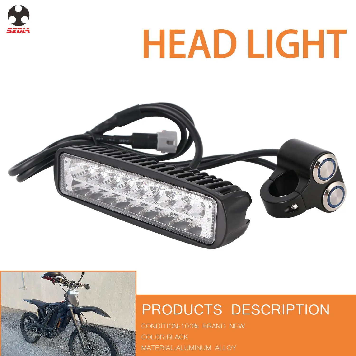 

For Surron Sur-ron Sur ron Light bee X S Segway X160 X260 Electric Cross-country Bike Motorcycle LED Front Headlight With Switch