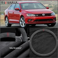 car interior protection case all seasons anti skid 15 black suede steering wheel cover for volkswagen jetta